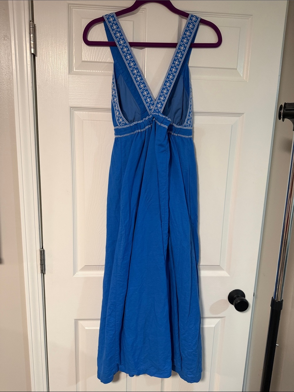 J. Crew Royal Blue Embroidered V-Neck Maxi Dress - Picture 3 of 3